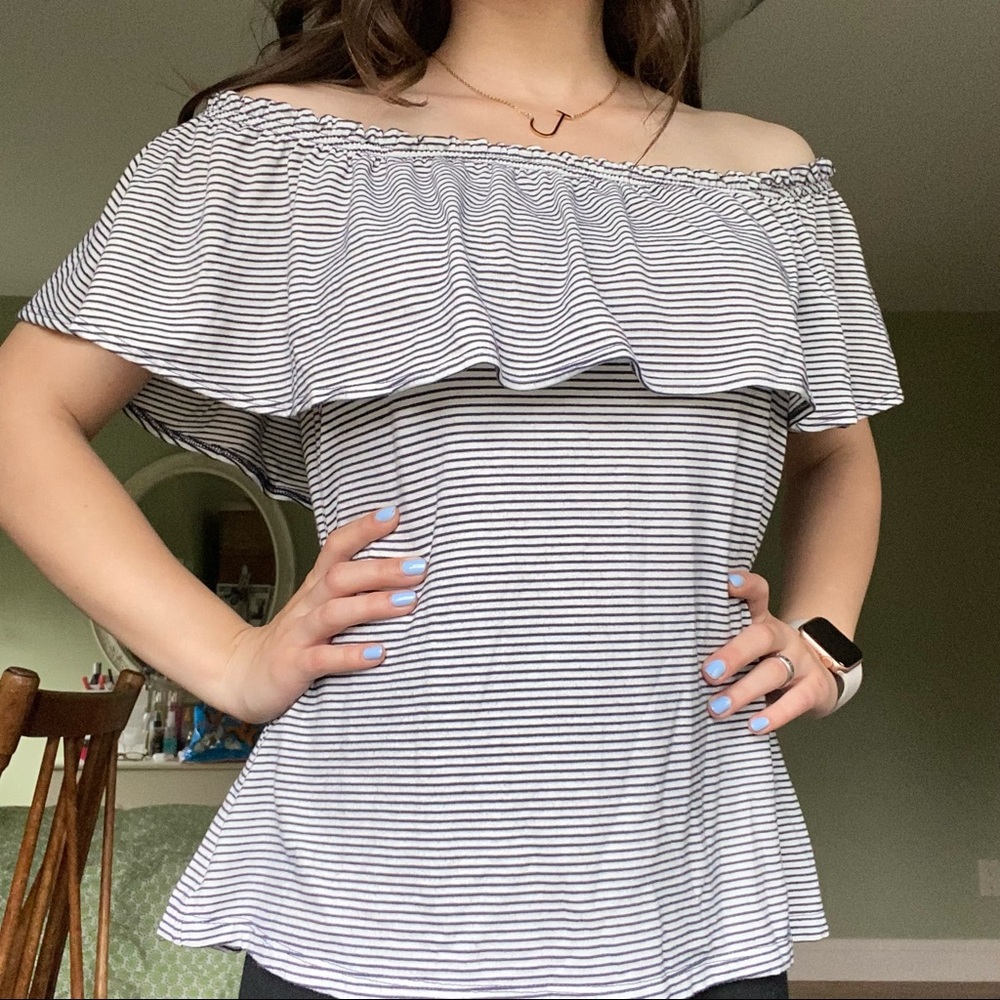 ABERCROMBIE | Off the Shoulder Striped Top